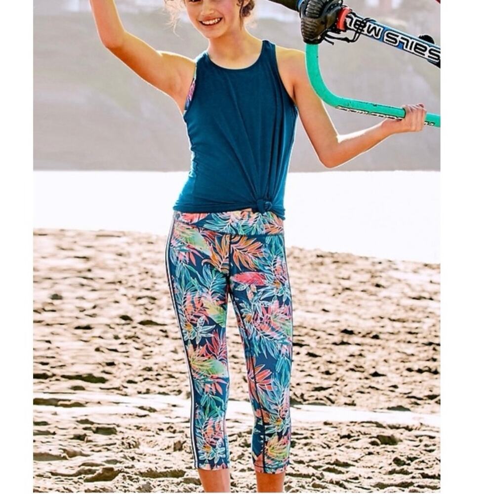 Athleta Girl's Athletic Capri Leggings - Floral Tropical Print - Size M